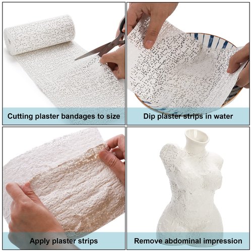 Lawei 2 Pack 12 in x 50 Ft Plaster Cloth Rolls for Belly Casting, White Plasters Cloth Gauze Strips Wrap Bandages, Large Plaster Sheets for Crafts, Project, Body Casts, Sculptures, Extra Fast Setting