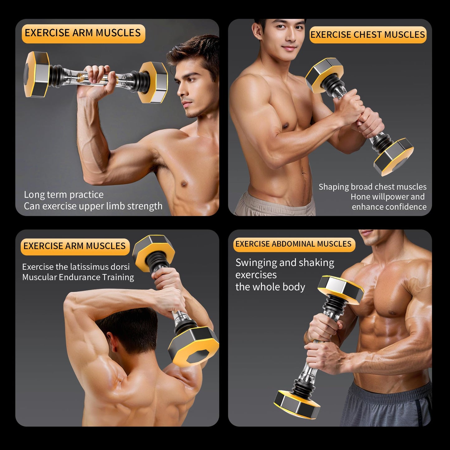 Shake Weight Home Fitness Adjustable Dumbbell Set 22-66 lbs Resistance for Arm Chest Core Strength Training Shake Weight for Women & Men Full Body Workout and Body Shaping
