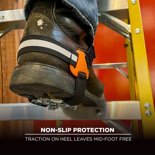 Ergodyne TREX 6315 Strap-On Heel Traction Cleat Grips Ice and Snow, Easily Attaches Over Heel of Shoe/Boot with Steel Plate to Provide Anti-Slip Solution, X-Large,Black