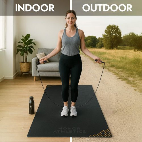 Honor Athletics Premium Jump Rope Mat – 1/4" Thick High-Density Rubber | Non-Slip Surface for Indoor/Outdoor Use | Durable & Odor-Free Skipping Mat, Standard – 36" x 48"