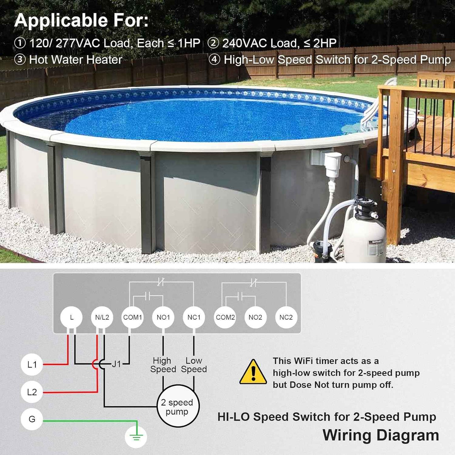 WiFi Smart Pool Timer - Heavy Duty 40 AMP Control for Pumps, Heater & Spa