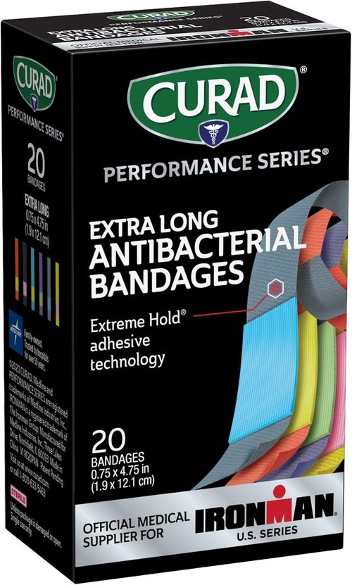CURAD Performance Series Antibacterial Bandages - Extra Long Flexible Fabric for Cuts & Scrapes | 0.75" x 4.75", 480 Count