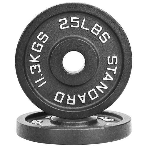 Fitvids Olympic Cast Iron 2-Inch Weight Plate for Strength Training & Weightlifting – Multiple Weights Available – 25LB (Pair) – Standard