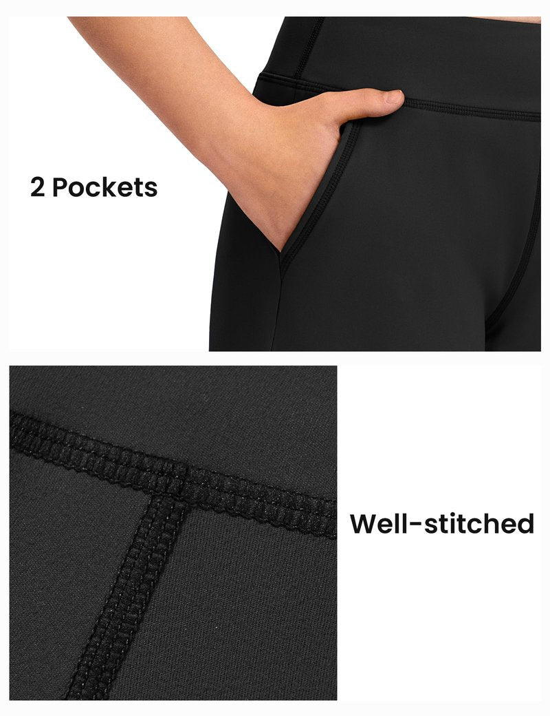 HASMES Girls High Waisted Athletic Shorts with Pockets for Yoga Running Gymnastics for Kids 7-14Y Black