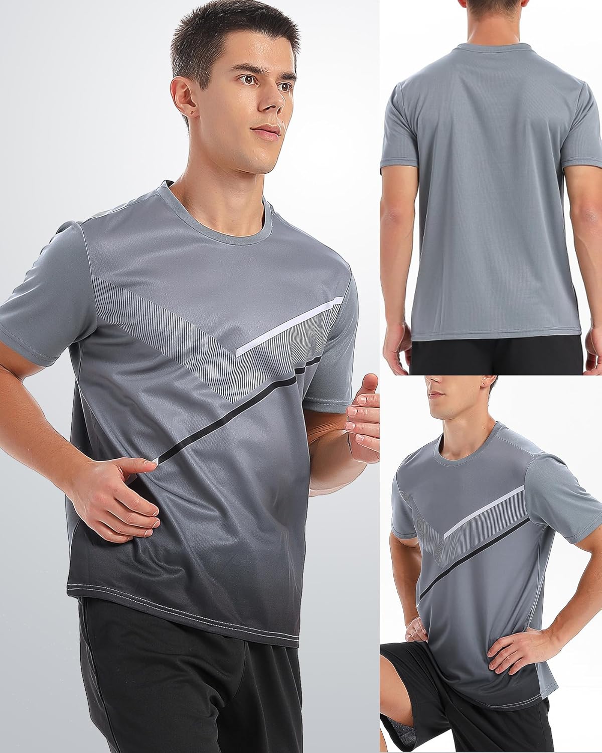 Skiennix 5 Pack Men's Workout Shirts - Quick Dry Athletic Short Sleeve Crew Neck Tees