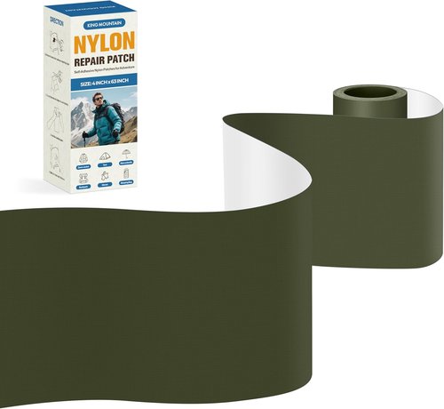 KING MOUNTAIN Self-Adhesive Nylon Fabric Repair Tape - Waterproof Patch Kit for Jackets, Tents & Gear | 4x63 Inches (Army Green)