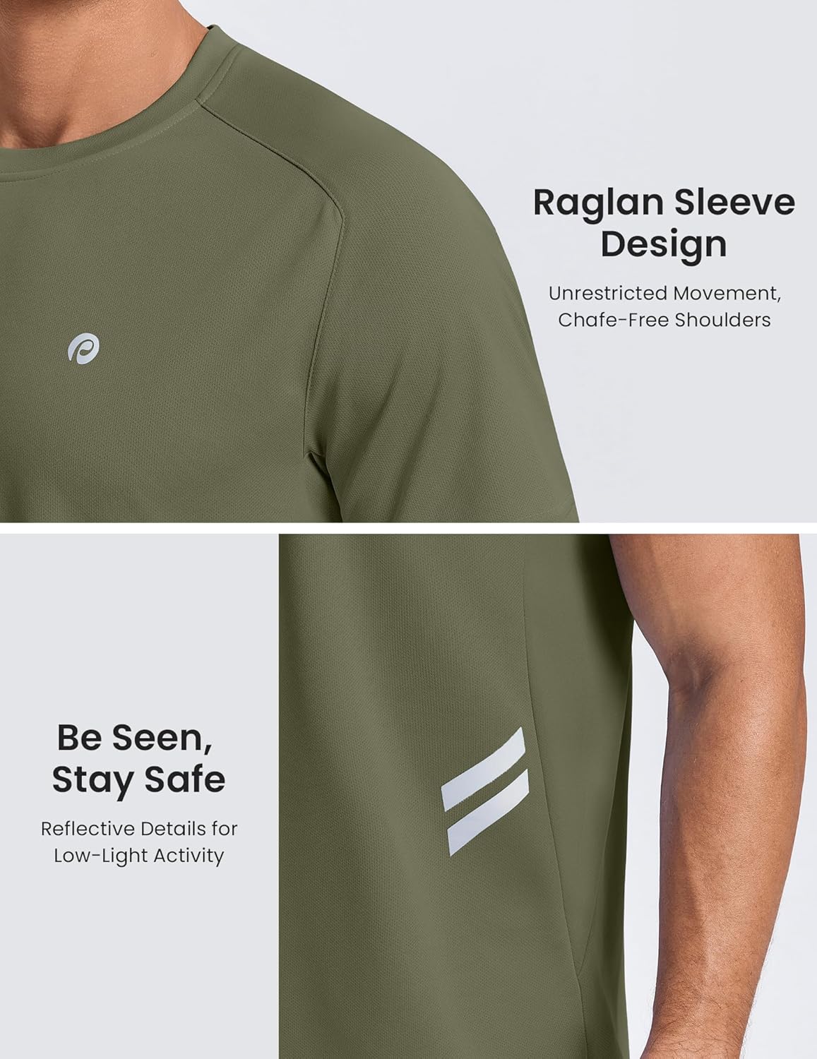 PINSPARK Men's Quick Dry Athletic T-Shirts - Moisture-Wicking Short Sleeve Gym Tees for Workouts