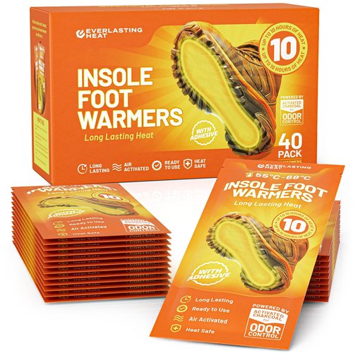 Insole Foot Warmers – 40 Pack | 10+ Hour Air-Activated Foot Warmers Disposable | Thin Adhesive Feet Warmers for Outdoor Comfort | TSA Approved Insole Warmers