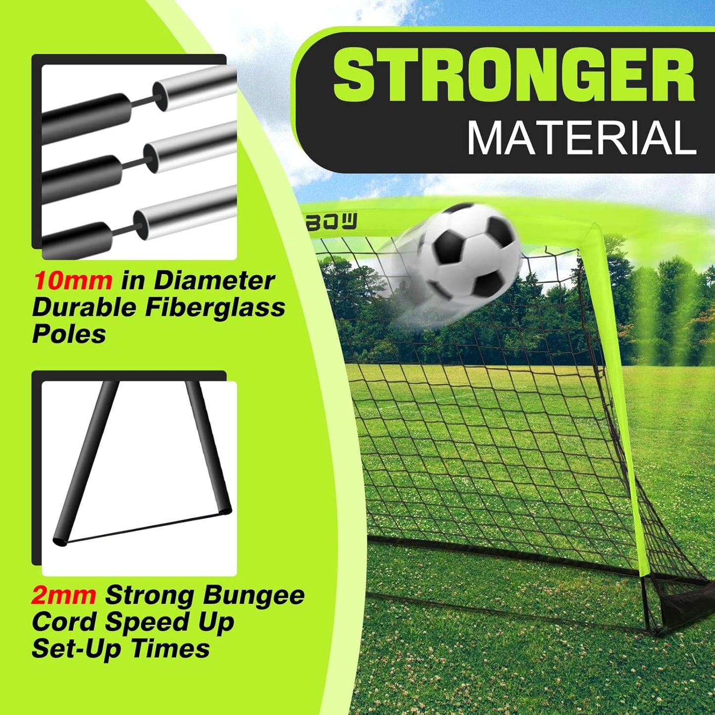 RUNBOW Kids Soccer Goal - 6x4 FT Portable Folding Net with Carry Bag for Backyard & Indoor Training