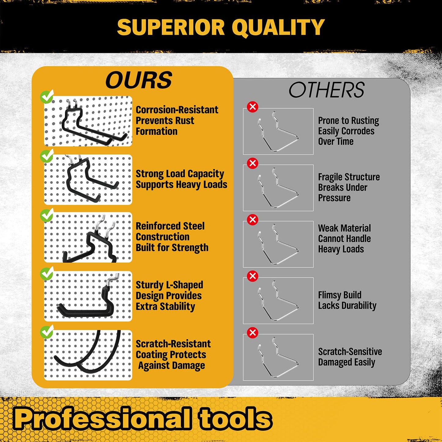 ELEAD 17PCS Pegboard Hooks with Peg-Board Bins Accessories: Heavy Duty Pegboard Drill Holder, Pegboard Accessories Organizer for Organizing Various Tools in Garage Home Craft Room