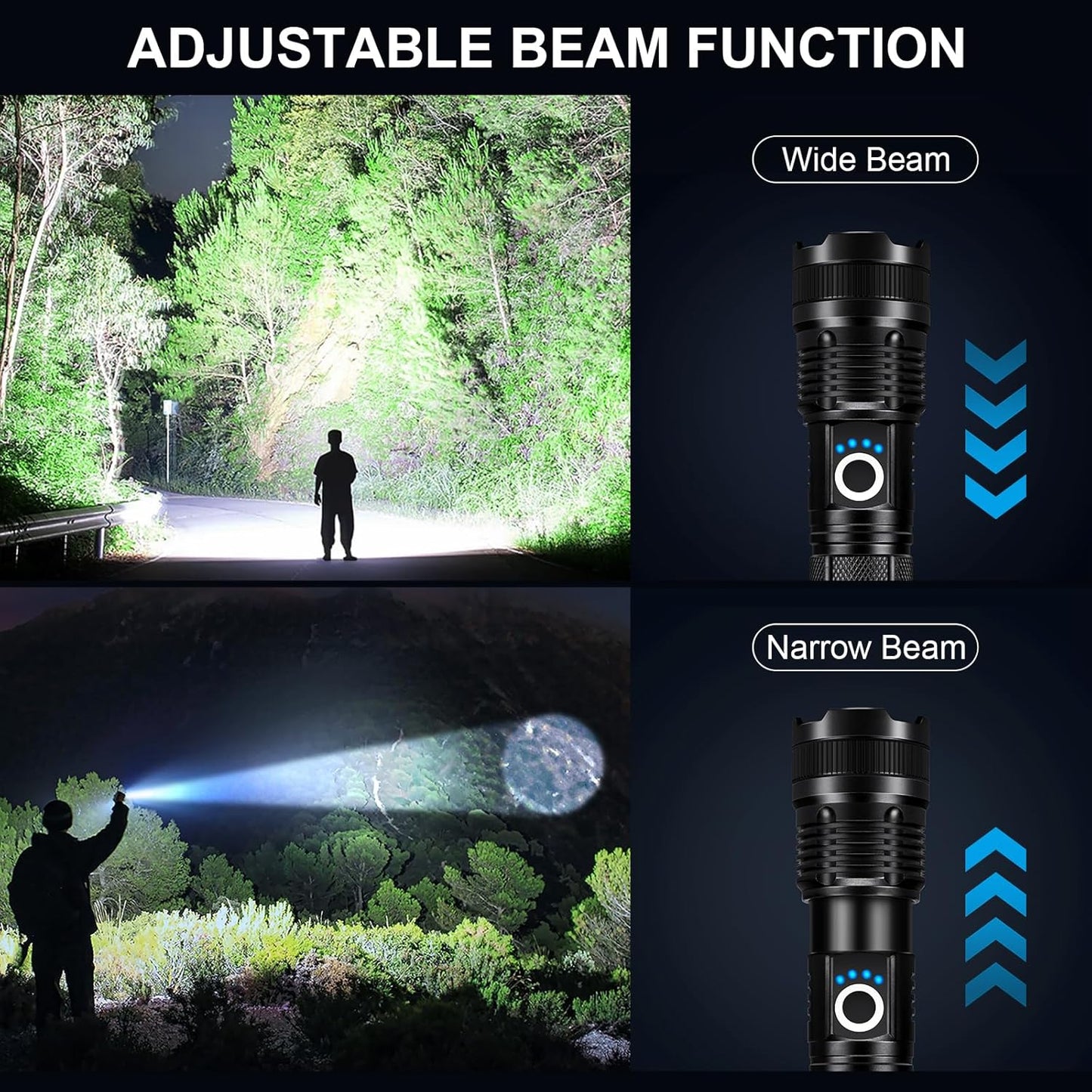 High Lumens 3-Pack Rechargeable LED Flashlights - 99000LM, 5 Modes, Waterproof for Camping & Home Use