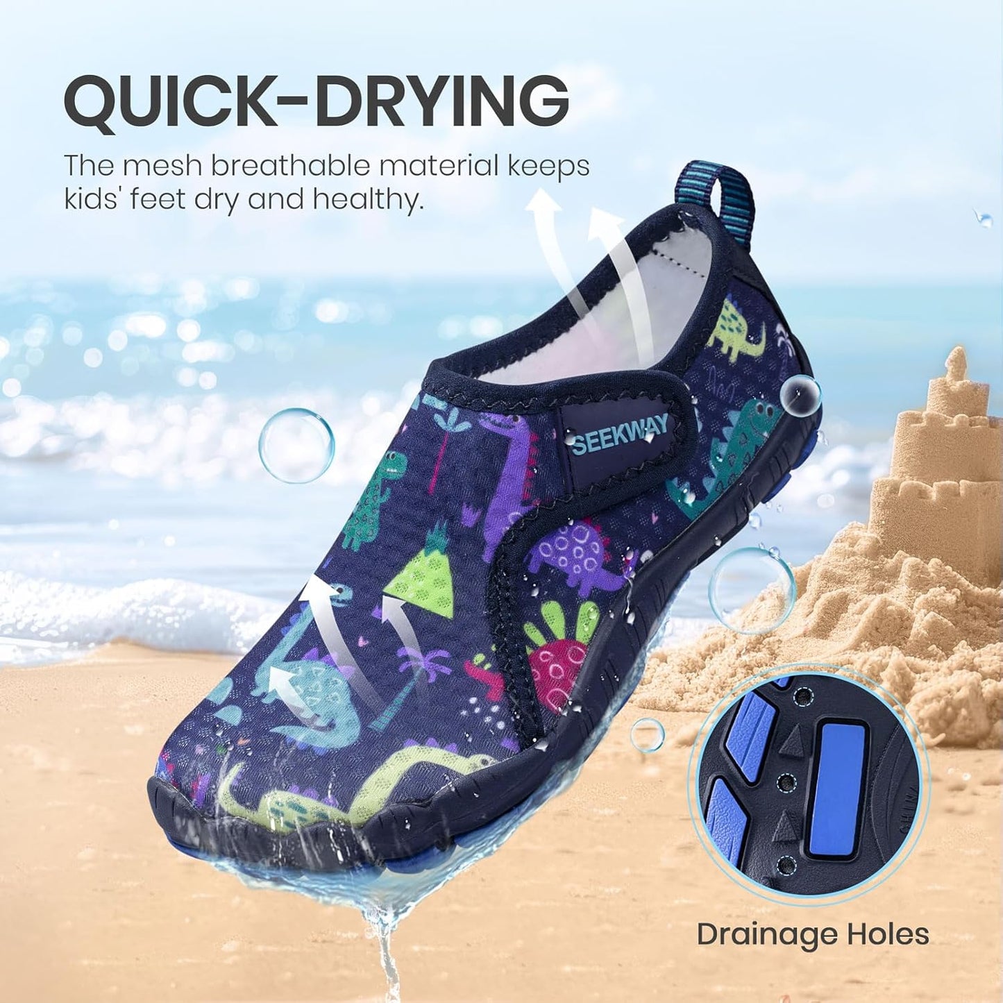 SEEKWAY Barefoot Water Shoes for Kids - Quick-Dry, Non-Slip Sand Shoes for Hiking, Swim & Beach | Toddler Sizes