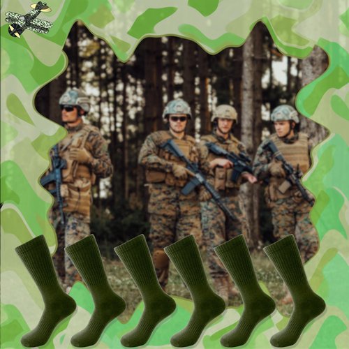 Skyebed 5 Pairs Military Green Socks Army Crew Sock Military Boot Socks for Men Women Working Outdoor (US, Alpha, One Size, Regular, Regular, Green Thickened Style)