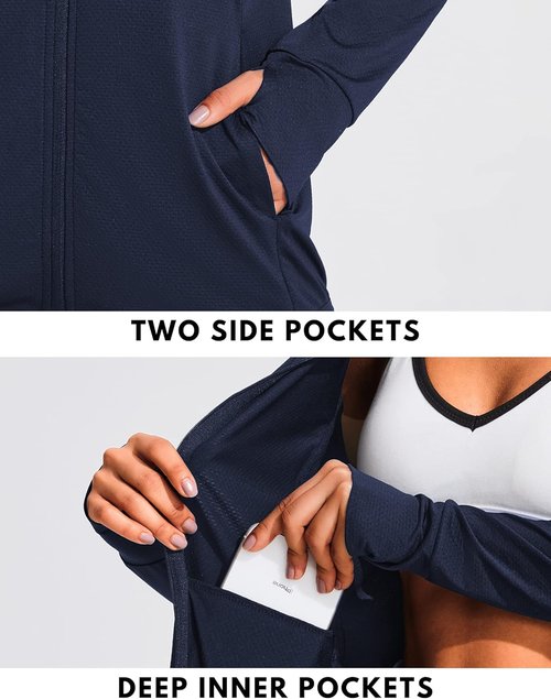 COOrun Women's Sun Protection Hoodie - UPF 50+ Full Zip Long Sleeve Jacket for Outdoor Activities