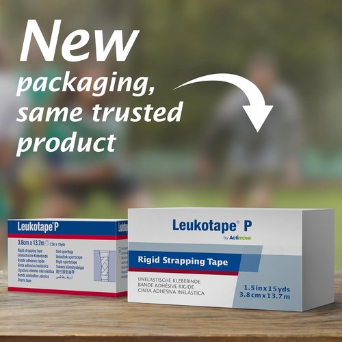 Leukotape P Rigid Medical Tape - Non-Elastic Sports Tape for Joint Support & Injury Prevention - 1.5 in x 15 yds, Beige