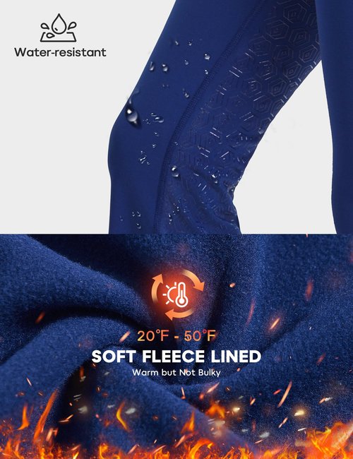 FitsT4 Sports Women's Fleece Lined Bootcut Horse Riding Pants Winter Full Seat Riding Tights with Pockets Equestrian Breeches Blue S