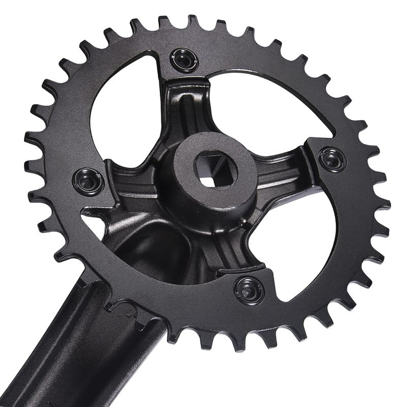 BOLANY MTB 170mm Square Taper Crankset 104BCD Narrow Wide Tooth Chainring with 32T/34T/36T /38T/40T/42T Mountain Bike Single Round Chainring and Crankset (36T)