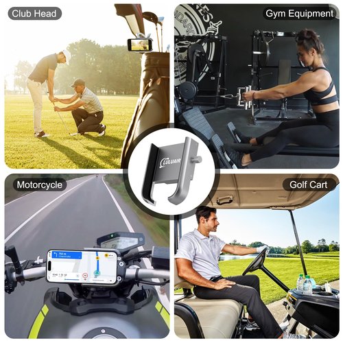 LULUAIR Golf Cart Phone Holder - Slim Smartphone Mount for Golf Cart, Ultra-Strong Magnet - Golf Cart Accessories, Rotatable Universal Magnetic Phone Holder for Golf Cart(Silver)