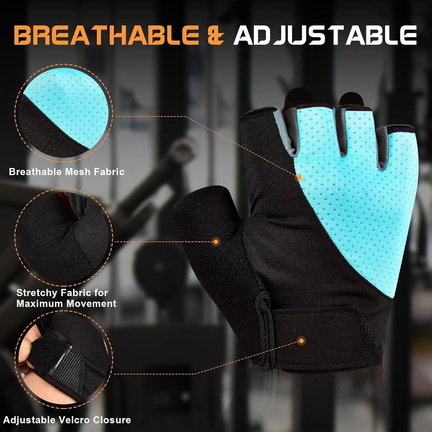 Skiennix Workout Gloves for Women - Breathable Fingerless Weight Lifting Gloves with Non-Slip Silicone Padding | 4 Sizes Available