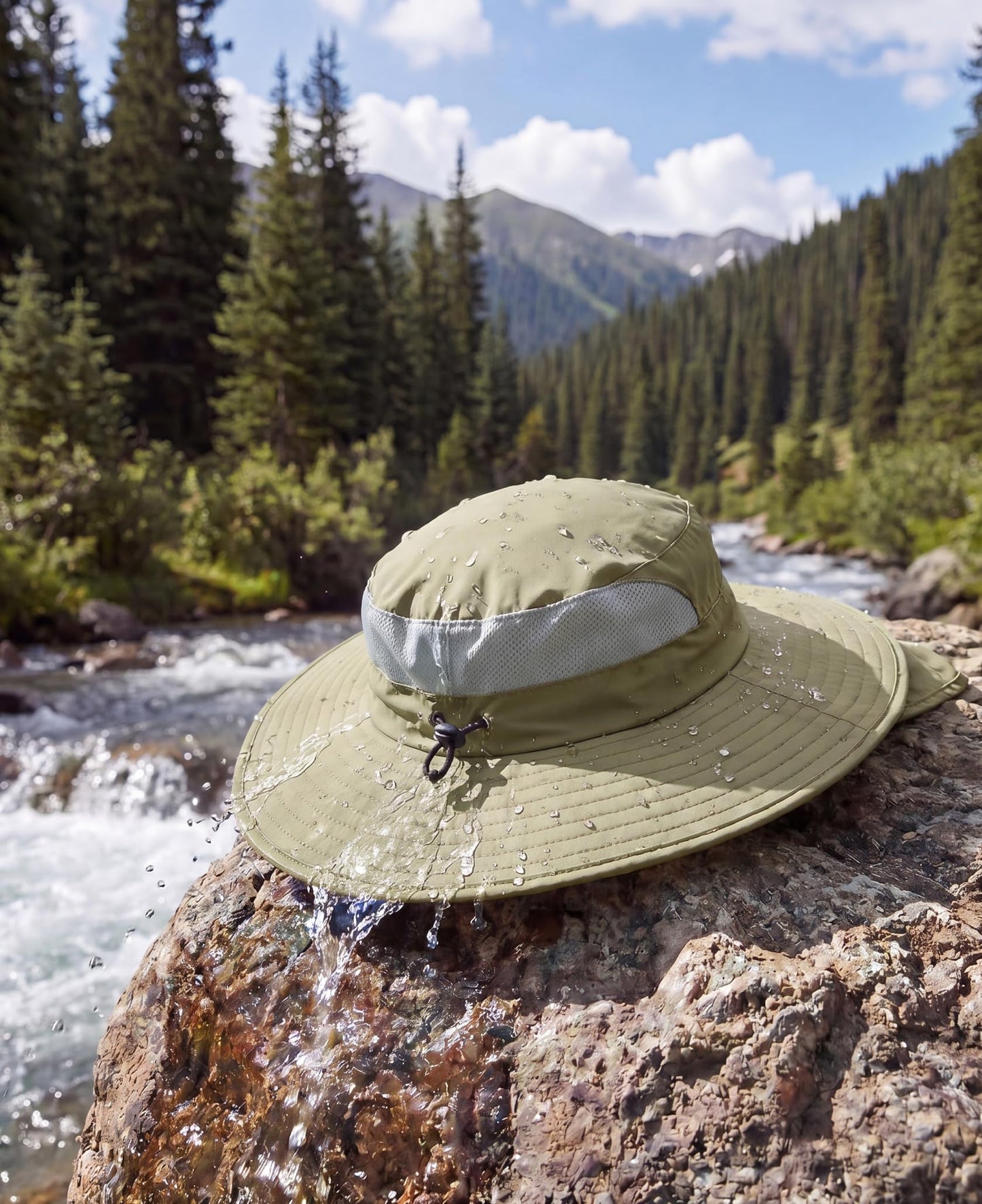 Home Prefer UPF 50+ Sun Hats for Men Women Wide Brim Fishing Hat with Neck Flap Summer Safari UV Protection Bucket Hat Light Vert Khaki