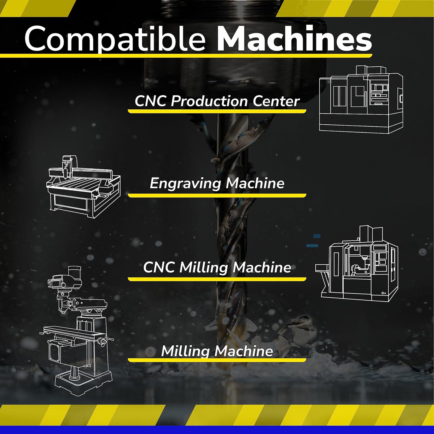 SPEED TIGER Carbide Spiral Router Bits Up Cut - ISEU1/4” Diameter, 1” Cutting Length, 2-1/2"OVL (5 Pieces, 1/4") - for Wood, Oak, MDF, Aluminum – Mill Bits Sets for DIYers & Professionals