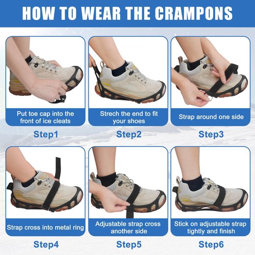 Crampons, Ice Cleats for Shoes and Boots Anti-Slip Snow Traction Cleats Walking on Snow and Ice Slip-on Stretch Footwear for Winter Walking Hiking Fishing XL