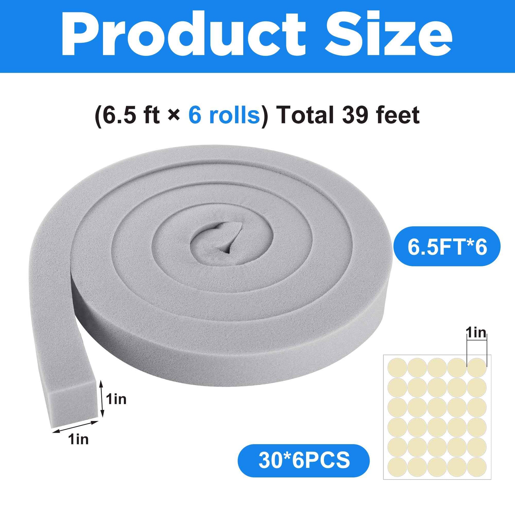 moonoom 6 Pcs Foam Air Conditioner Weatherseal Tape-1'' x 1'' x 6.5ft Air Conditioner Foam Tape-Non-Adhesive Foam Seal Strip with Glue Point for Air Conditioner Door Window Seal