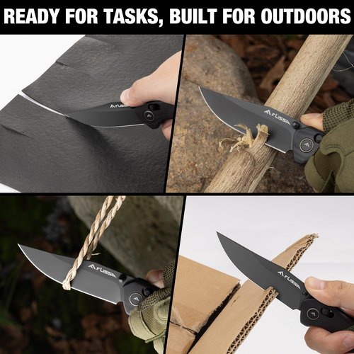 FLISSA Folding Pocket Knife, 3.4" 14C28N Steel Blade with G10 and Linen Micarta Handle, Crossbar Lock, Pocket Clip for EDC Outdoor Hiking, Camping, Gift for Men Women