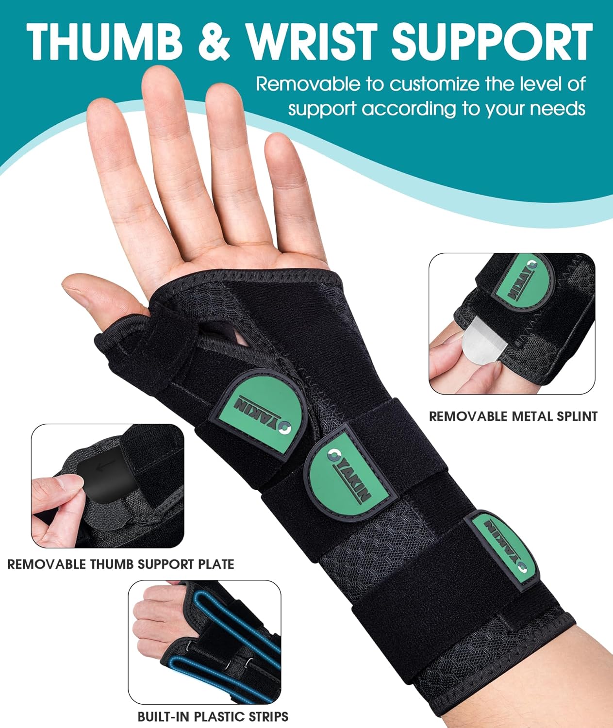 Oyakin Wrist Brace - Thumb Support for Carpal Tunnel & De Quervain's | Left Hand, Adjustable Fit