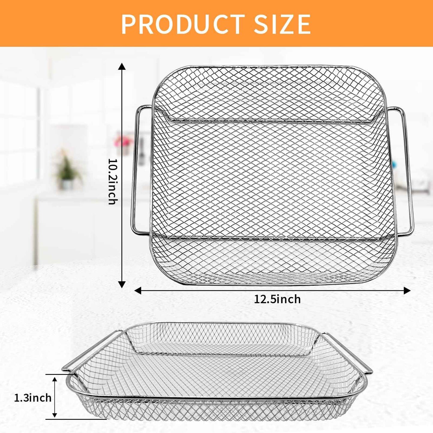 GWYSY Air Fryer Basket Replacement for Emeril Lagasse 26 QT Extra Large Air Fryer Convection Toaster Oven, 12.5 * 10.2'' Non-stick Mesh Air Fryer Basket Wire Rack Accessories Parts, Dishwasher Safe