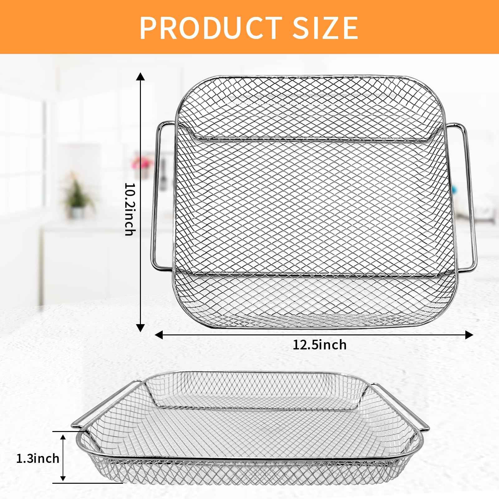 GWYSY Air Fryer Basket Replacement for Emeril Lagasse 26 QT Extra Large Air Fryer Convection Toaster Oven, 12.5 * 10.2'' Non-stick Mesh Air Fryer Basket Wire Rack Accessories Parts, Dishwasher Safe