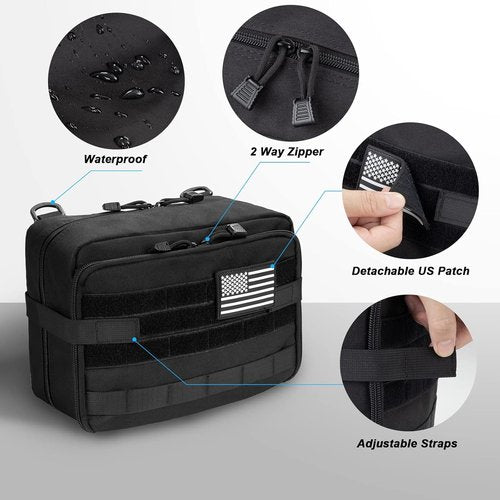 Jueachy Tactical Molle Pouch - Large Utility Tool Organizer with Expandable Design & USA Patch Included