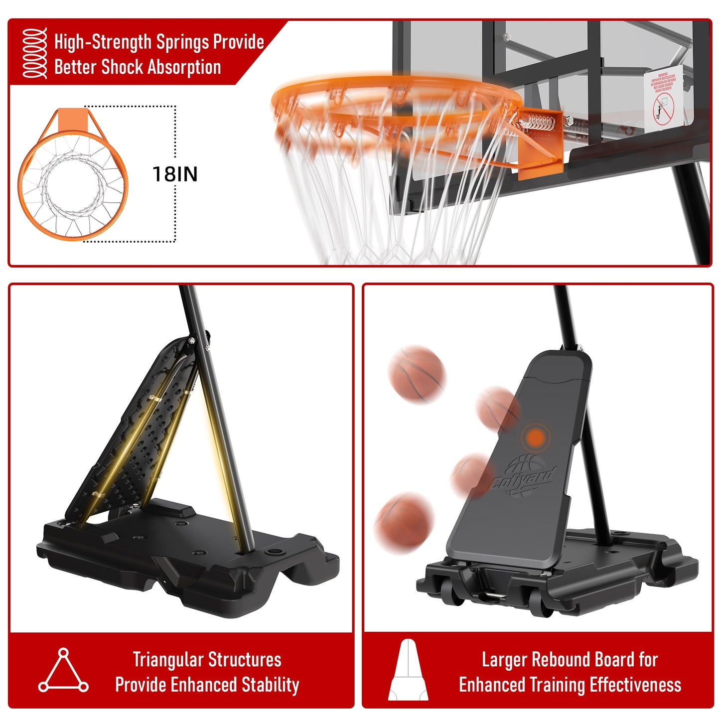 Cofiyard Basketball Hoop Outdoor with 44/48/54 Inch Shatterproof Backboard,10FT Height Portable Basketball Hoop with Sandbag, Adjustable Basketball Goal with Wheels 44 inch Multi