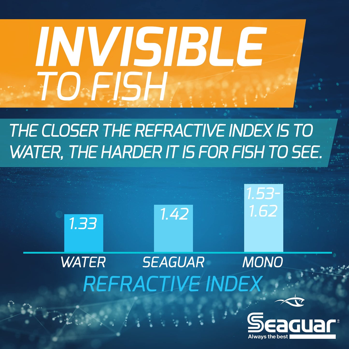 Seaguar Invizx 100% Fluorocarbon Fishing Line 20lbs, 1000yds Break Strength/Length - 20VZ1000