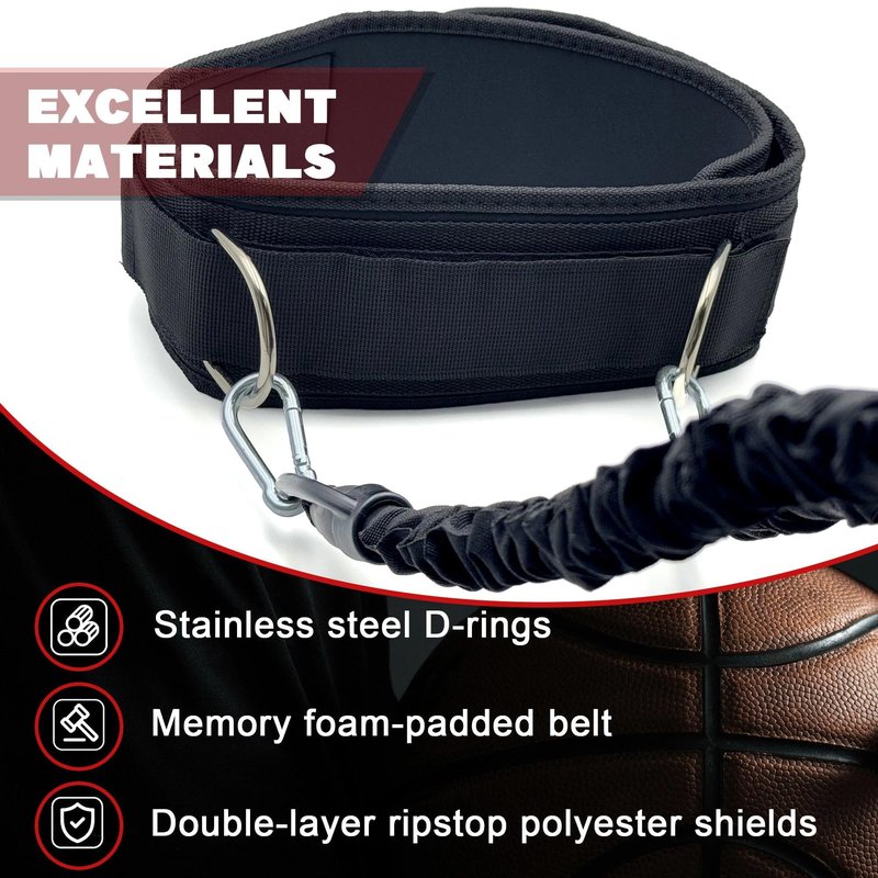 OKQX Basketball & Volleyball Agility Training Belt Kit – Resistance Band Speed & Coordination Trainer with Adjustable Waist Strap, Black 1-Pcak