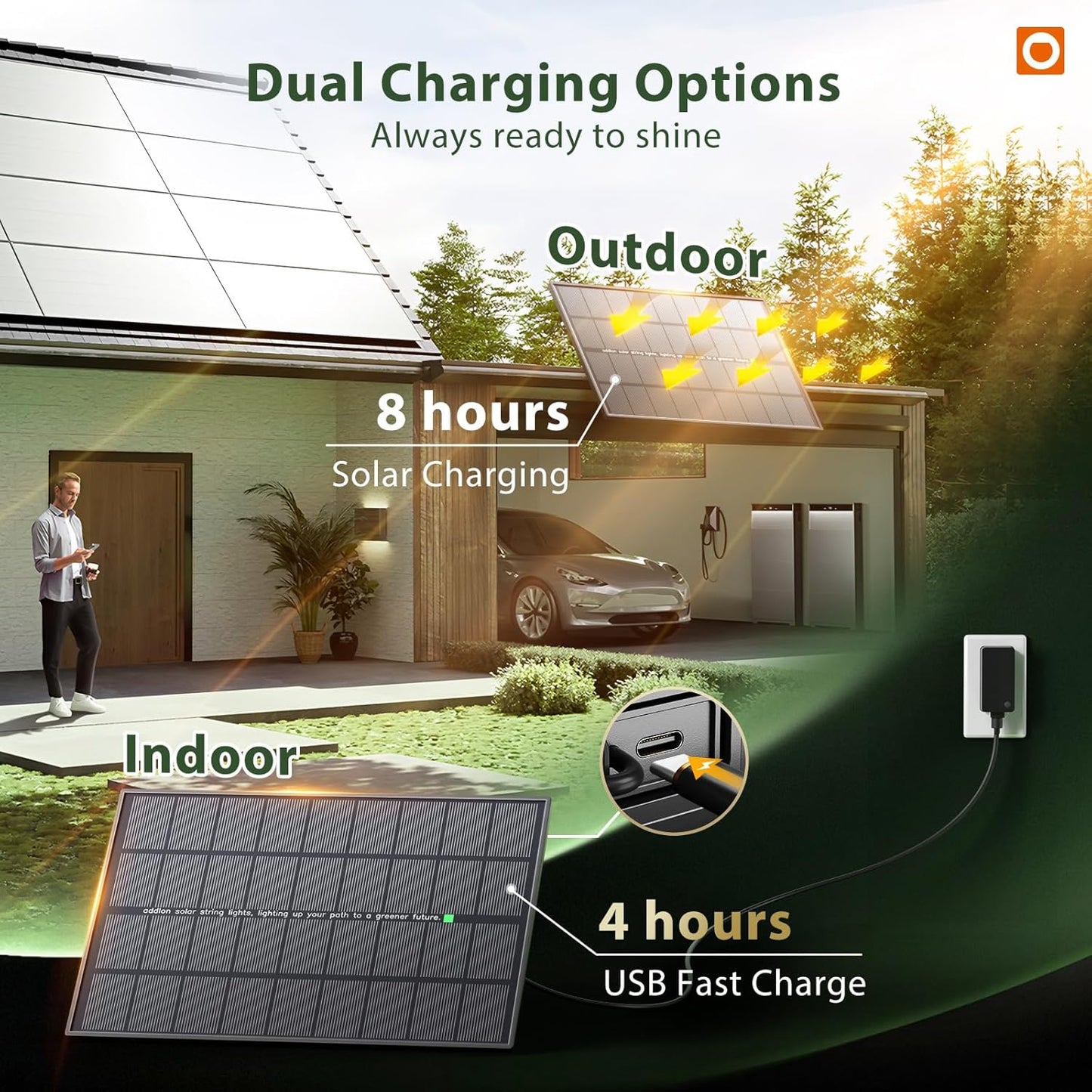 Solar String Lights Outdoor 102FT - 30+2 Waterproof LED Bulbs, Remote Control, Dimmable, 3 Modes for Patio & Garden