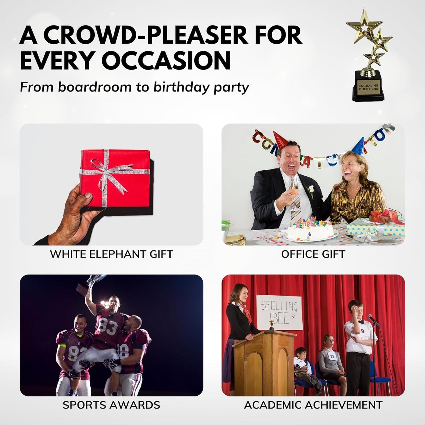 Trophy Outlet - 8-Inch Star Trophy Award - Custom Engraved Recognition for Kids & Adults