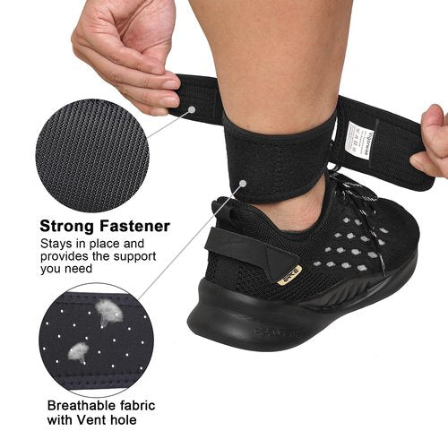 Vigorwise Achilles Tendonitis Brace Adjustable Achilles Strap for Men & Women Breathable Ankle Brace for Achilles Pain, Running, Cycling, Hiking, Sports,One Size, Black, 2pcs
