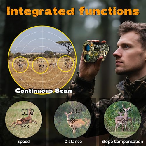 Cert Leidis Hunting Laser Rangefinder with Rechargeable, 1500-Yard Waterproof Range Finder for Hunter with Distance/Angle/Speed/Scan Multi Functional, 6X Magnification (Camo)