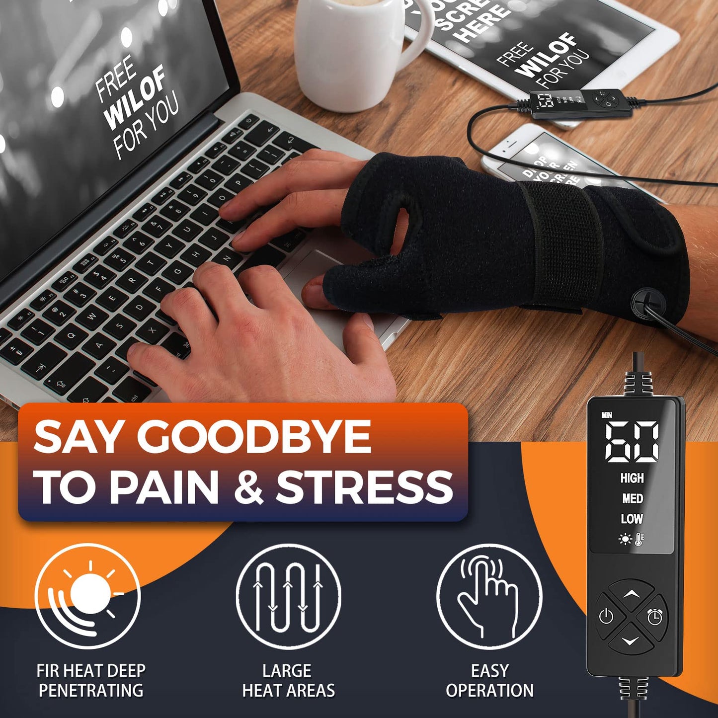 Electric Thumb & Wrist Heating Pad for Hand Arthritis with 3 Heat & 5 Timer Settings, Heated Wrist Wrap for Carpal Tunnel Syndromes, Tendonitis Left/Right Hand Pain Relief(S)