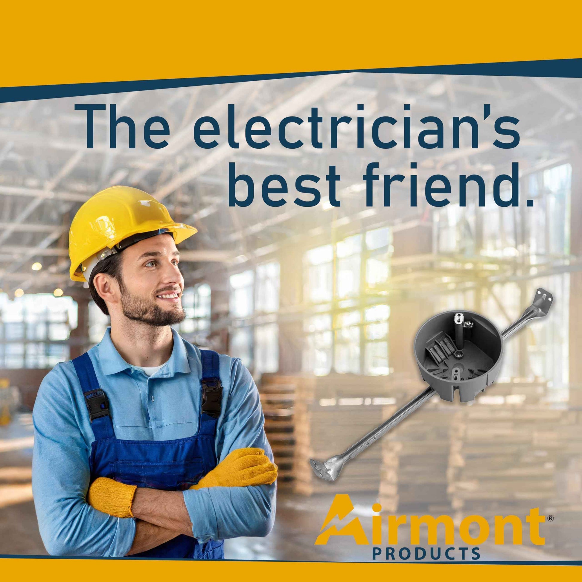 Round PVC Electrical Box with Adjustable Bar, for New Work, Bar Adjusts from 16 to 24 Inches, Grey Fixture Box, 20 Cubic Inch Capacity, Supports Up to 50 lbs., for Non-Metallic Sheathed Cable