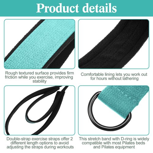 2 Pcs Pilates Straps Double Loop D-ring Straps for Reformer Pilates Accessories Yoga Exercise Fitness Yoga Exercise Accessories for Home Gym Workout