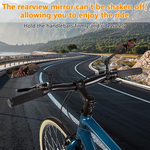 Foldable mirror for mountain bikes, 360-degree rotatable mirror, Bicycle Mirrors for Handlebars with Retractable & 360 ° Adjustable Lens（Left）