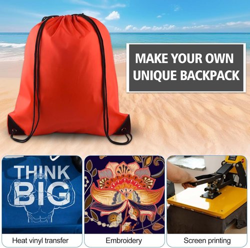 KUUQA Red Drawstring Backpack Bags - 100Pcs Bulk Storage Sacks for Sports & Travel