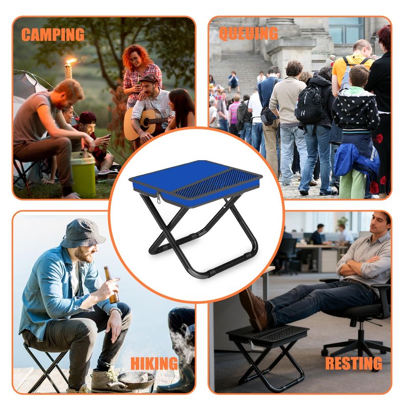 Mejora Portable Pocket Stool Seating,Ultralight Foldable Camp Stool with Compact Carry Bag, Heavy-Duty 220LBS Capacity for Outdoor Hiking, Fishing, Travel