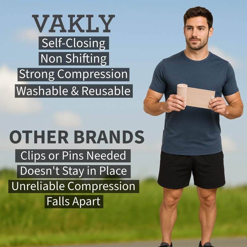 Vakly Elastic Bandage Wrap Roll 6" x 5 Yards (Pack of 10) – Self-Adherent Compression Bandage Roll for Knee, Ankle & Wrist, First Aid and Sports Use
