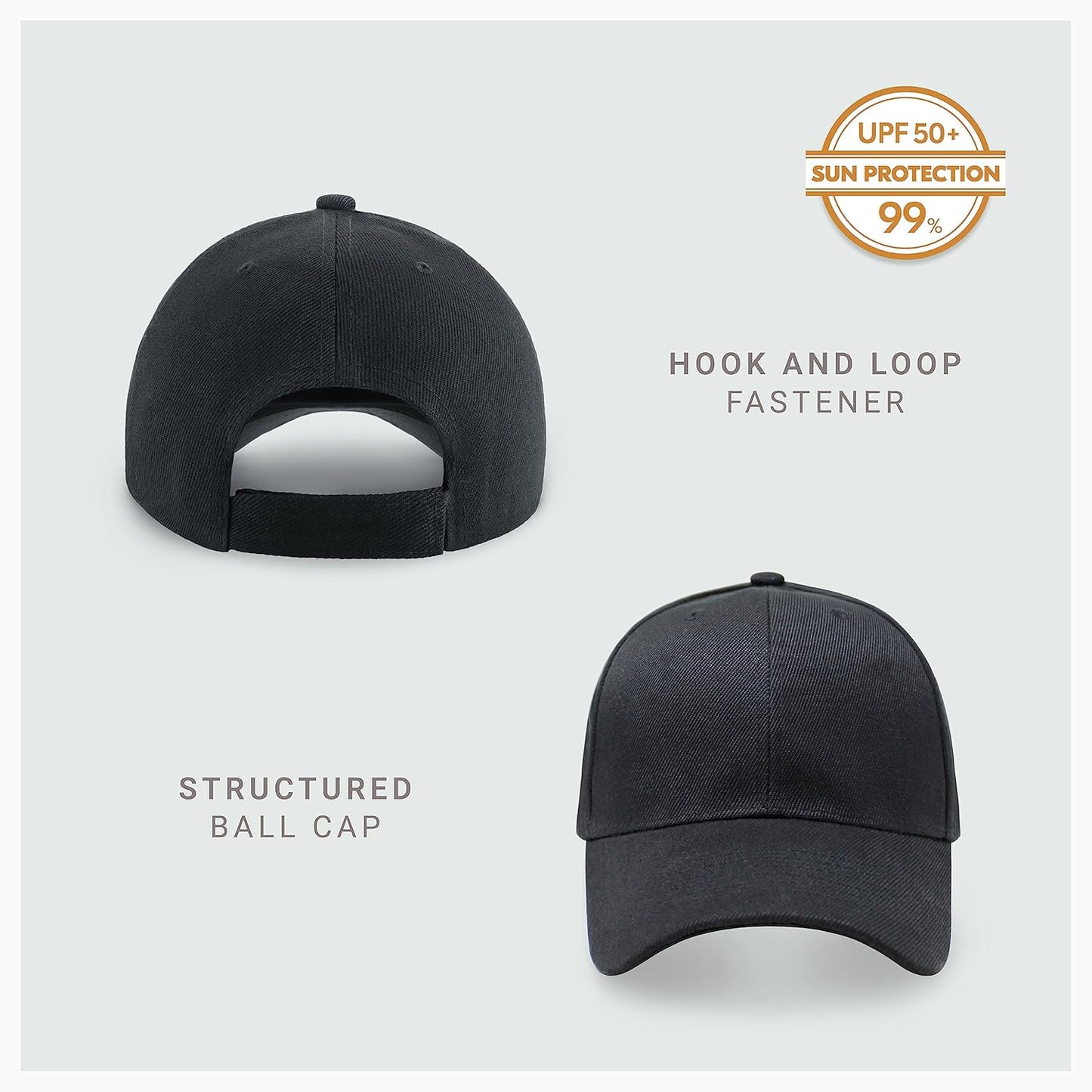Skiennix 2-Pack Classic Structured Baseball Caps - Adjustable Snapback for Custom Embroidery | Outdoor Workouts