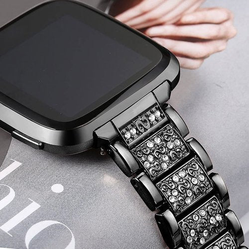 Compatible with Amazfit bip 6 bands, Lamshaw 20mm, 22mm Quick Release Women Jewelry Bling Diamond Metal Dressy Strap Adjustable Replacement Strap Accessories Sports Band Compatible with Amazfit Smartwatch (Black, 20mm size band)