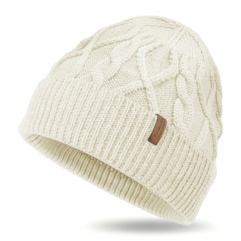 YesMerino Winter Beanie for Men and Women, Merino Wool Knit Cuffed Hat, Lightweight Soft Breathable Quick-Dry Warm Cap, Unisex Blend Cold Weather Outdoor for Gift ，Running, Hiking, Hunting, Beige