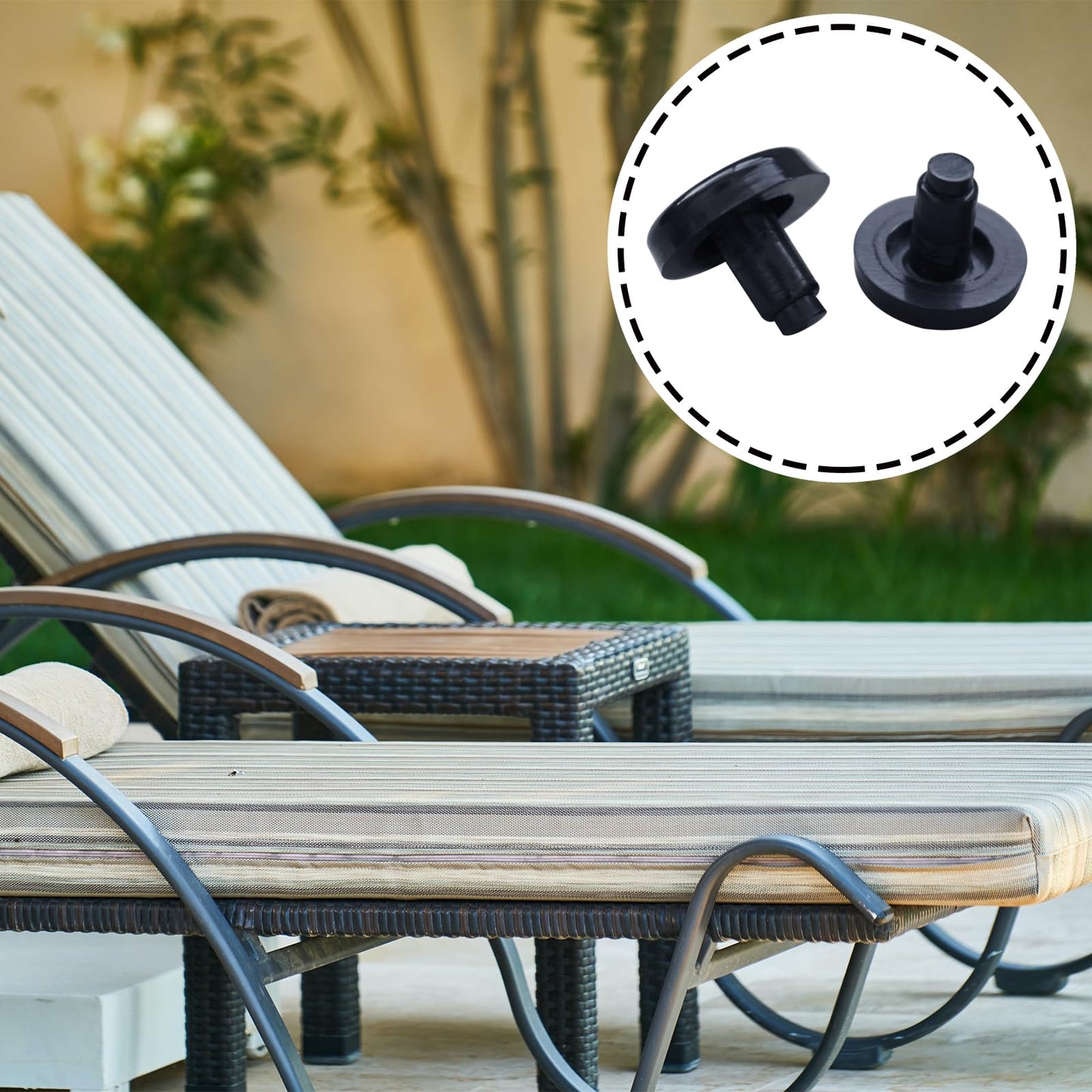 Stem Bumpers Glide Nylon Flat Round 3/4" Stem Bumper Floor Protector for 1/4" Hole, Furniture Sliders, Protect Your Outdoor Furniture and Patio Swivel Chair, Black (12)